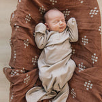 Oatmeal Organic Cotton Ribbed Baby Gown | Milk & Baby