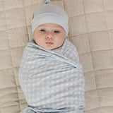 Blue Gingham Bamboo Stretch Swaddle