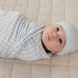Blue Gingham Bamboo Stretch Swaddle