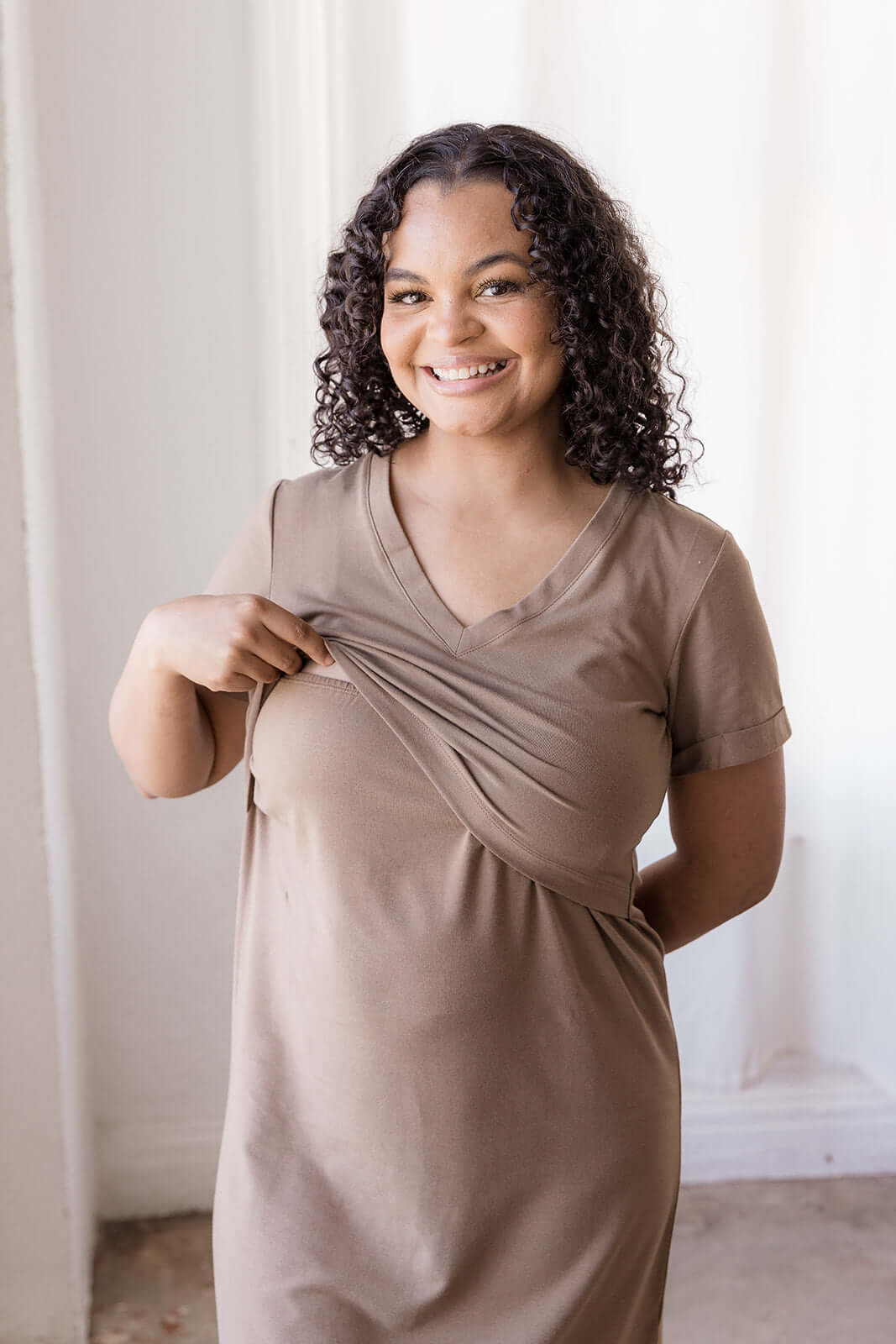 brown breastfeeding dress Eliza Dress in Cotton Gauze | Maternity & Nursing Dress