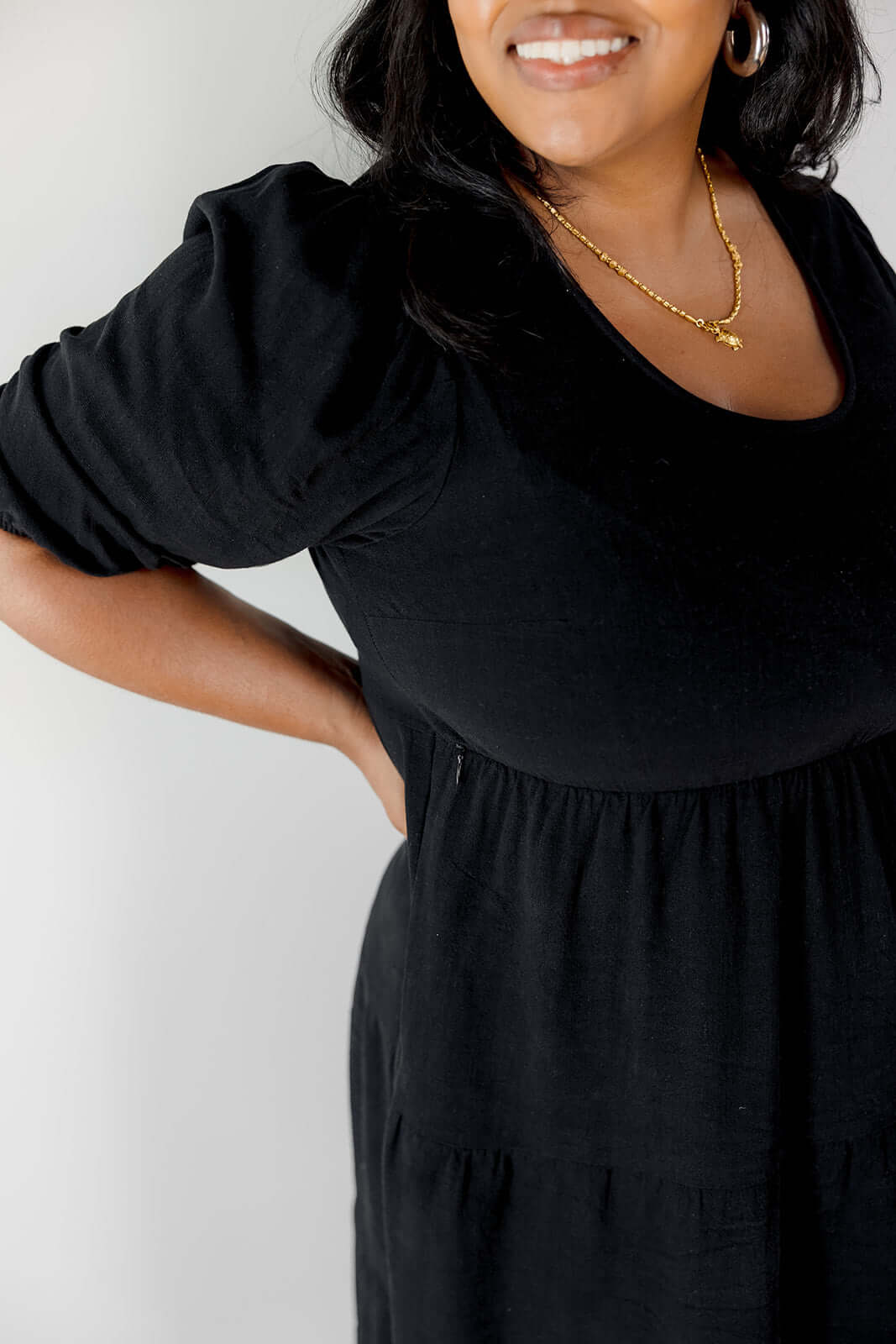 Tiered Breastfeeding Dress | Black | Milk & Baby