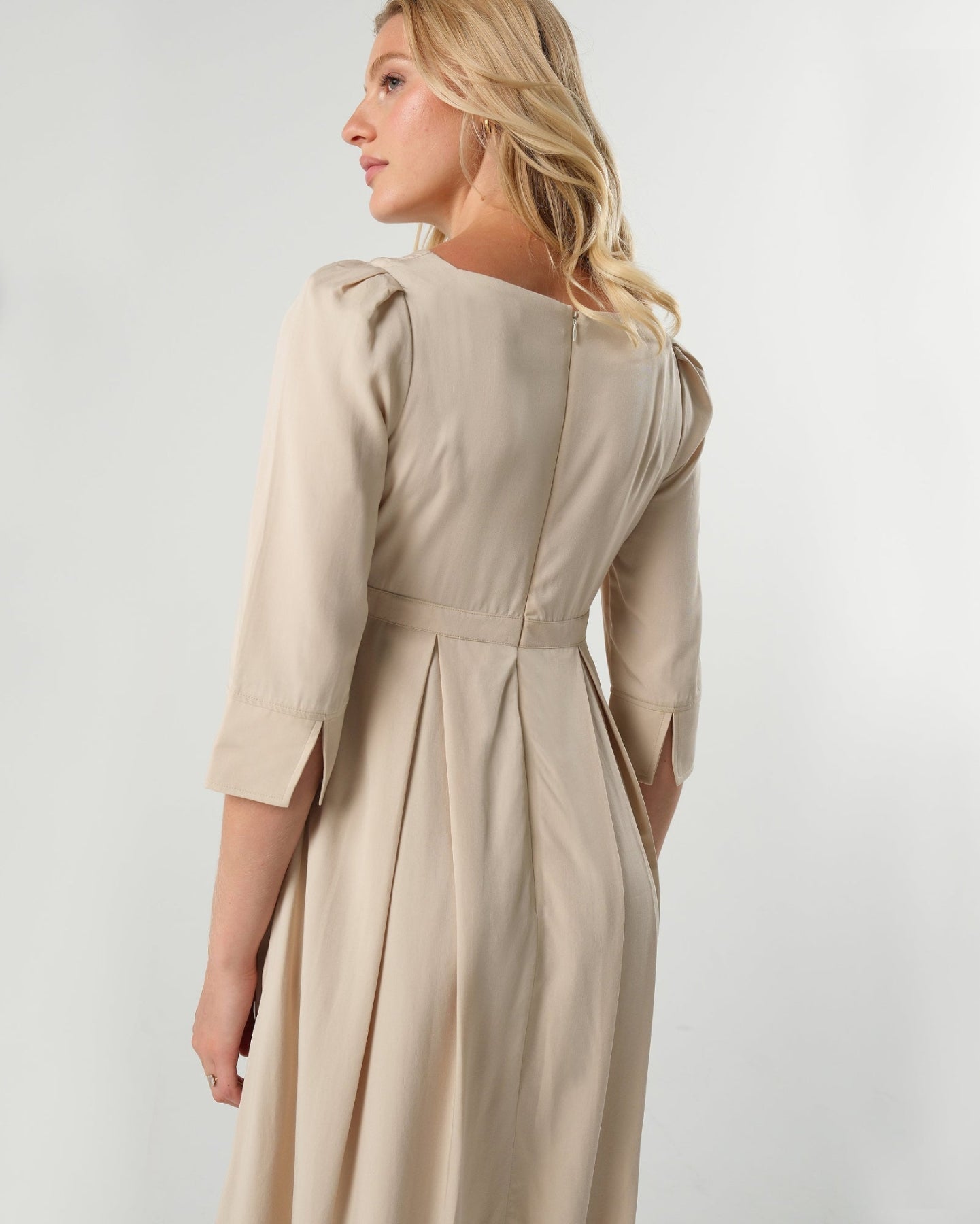 MARION Sarah Empire Maternity Nursing Dress - Beige back