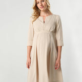 MARION Sarah Empire Maternity Nursing Dress - Beige