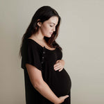 Black Ribbed Labor & Delivery Gown | Milk & Baby