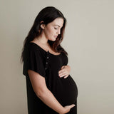 Black Ribbed Labor & Delivery Gown | Milk & Baby