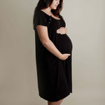 Black Ribbed Labor & Delivery Gown | Milk & Baby