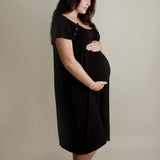 Black Ribbed Labor & Delivery Gown | Milk & Baby