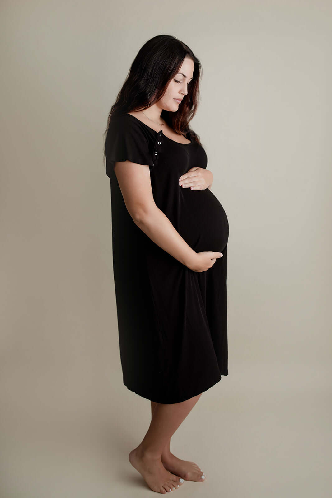 Black Ribbed Labor & Delivery Gown | Milk & Baby