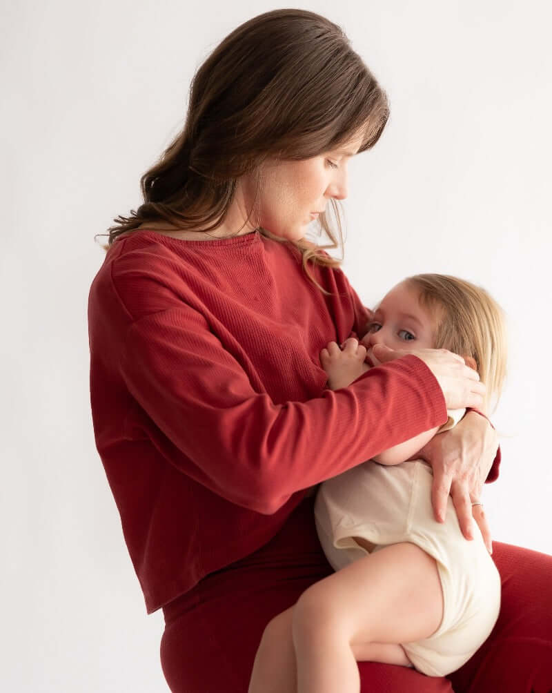 Organic Cotton Long Sleeve Rib Knit Crop Top & Nursing Cover | Milk & Baby