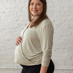 Nursing & Maternity Everywhere Long-Sleeve Wrap Blouse | Moss | Milk & Baby
