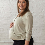 Nursing & Maternity Everywhere Long-Sleeve Wrap Blouse | Moss | Milk & Baby