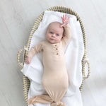 Emerson Knotted Baby Gown Set |Sand | Milk & Baby