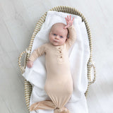 Emerson Knotted Baby Gown Set |Sand | Milk & Baby