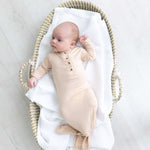 Emerson Knotted Baby Gown Set |Sand | Milk & Baby