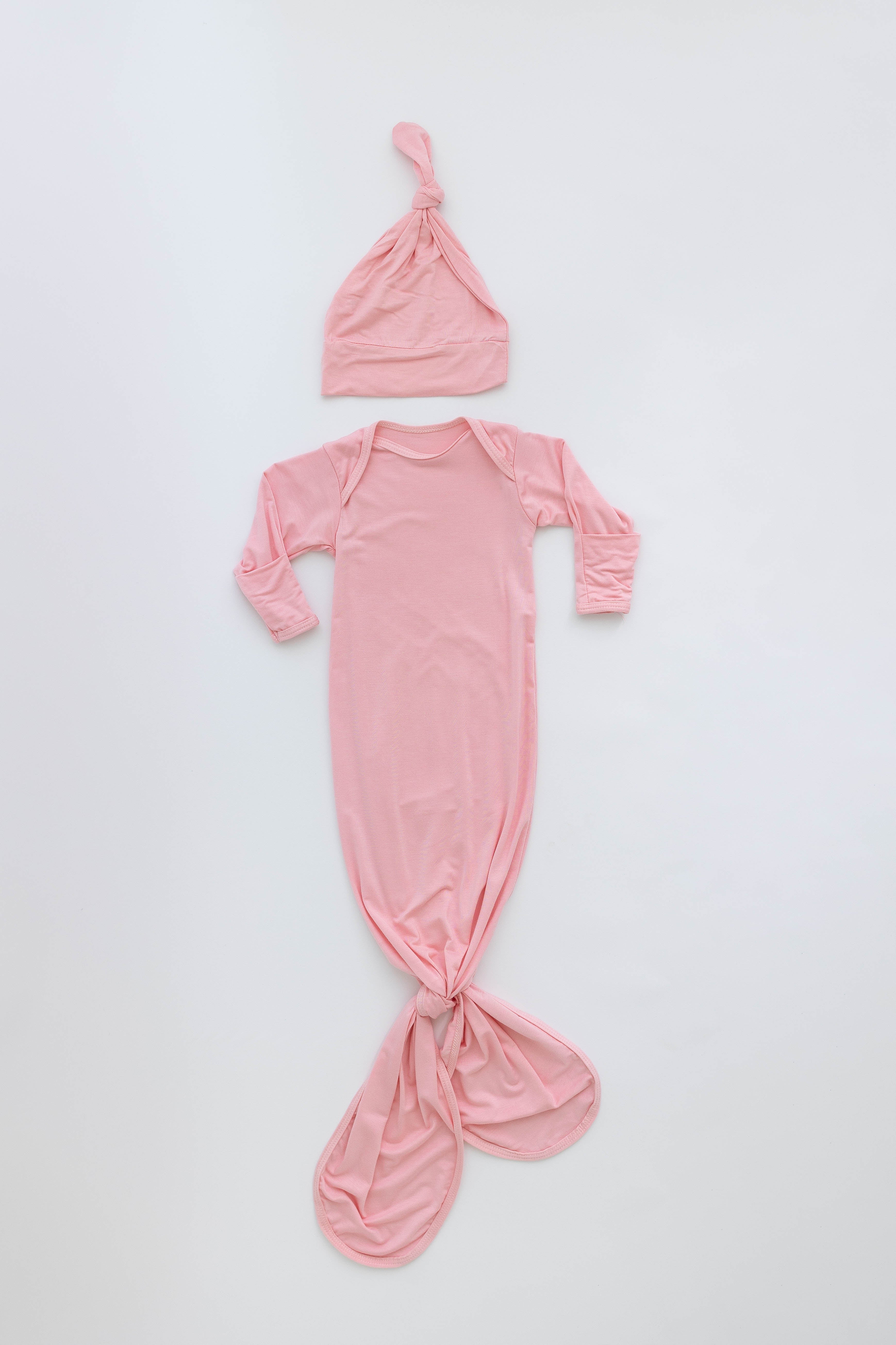 Marley Knotted Baby Gown and Hat Set | Milk & Baby