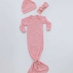 Marley Knotted Baby Gown and Hat Set | Milk & Baby