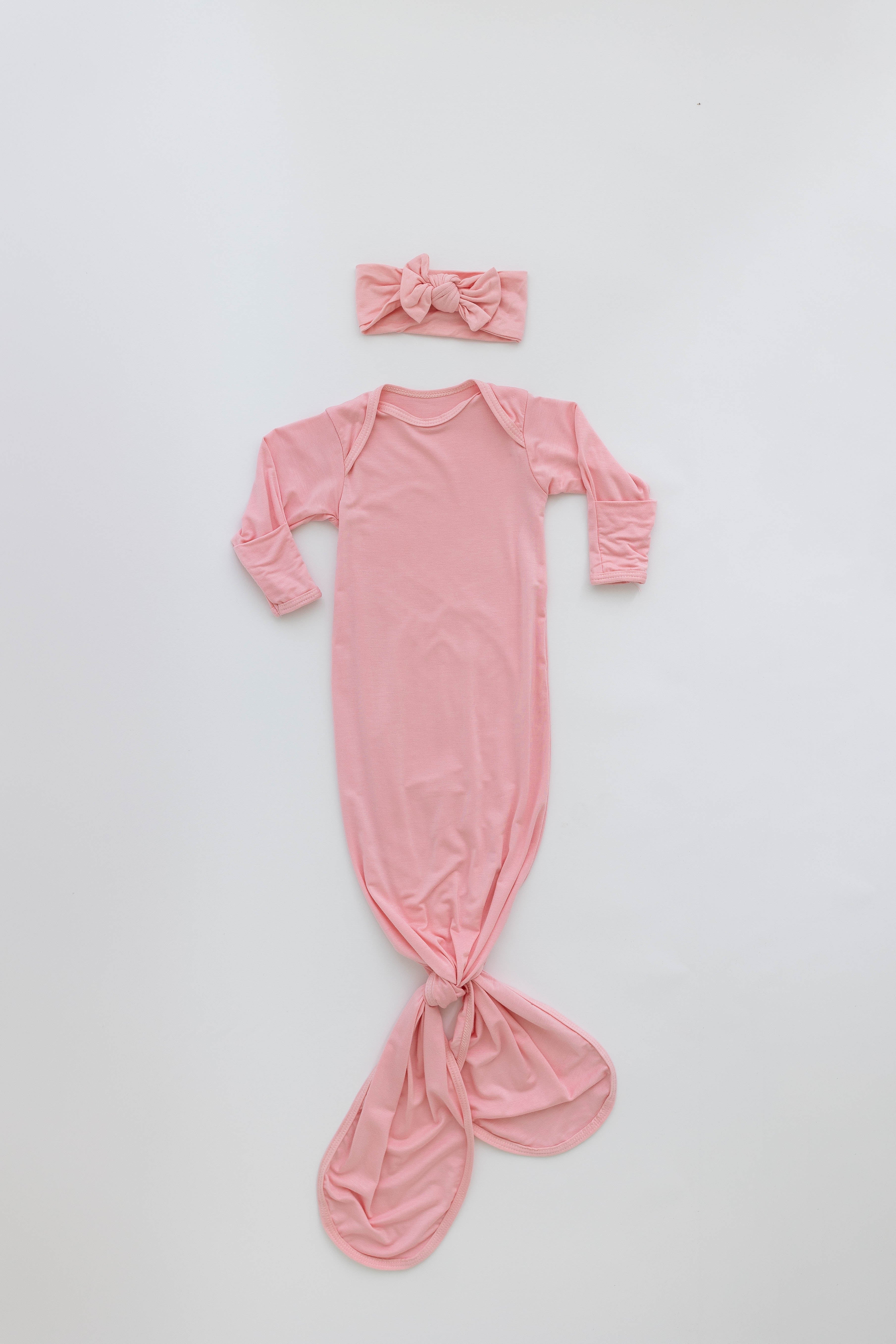 Marley Knotted Baby Gown and Hat Set | Milk & Baby