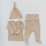 Riley Outfit and Hat Set | Sand | Milk & Baby
