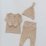 Riley Outfit and Hat Set | Sand | Milk & Baby