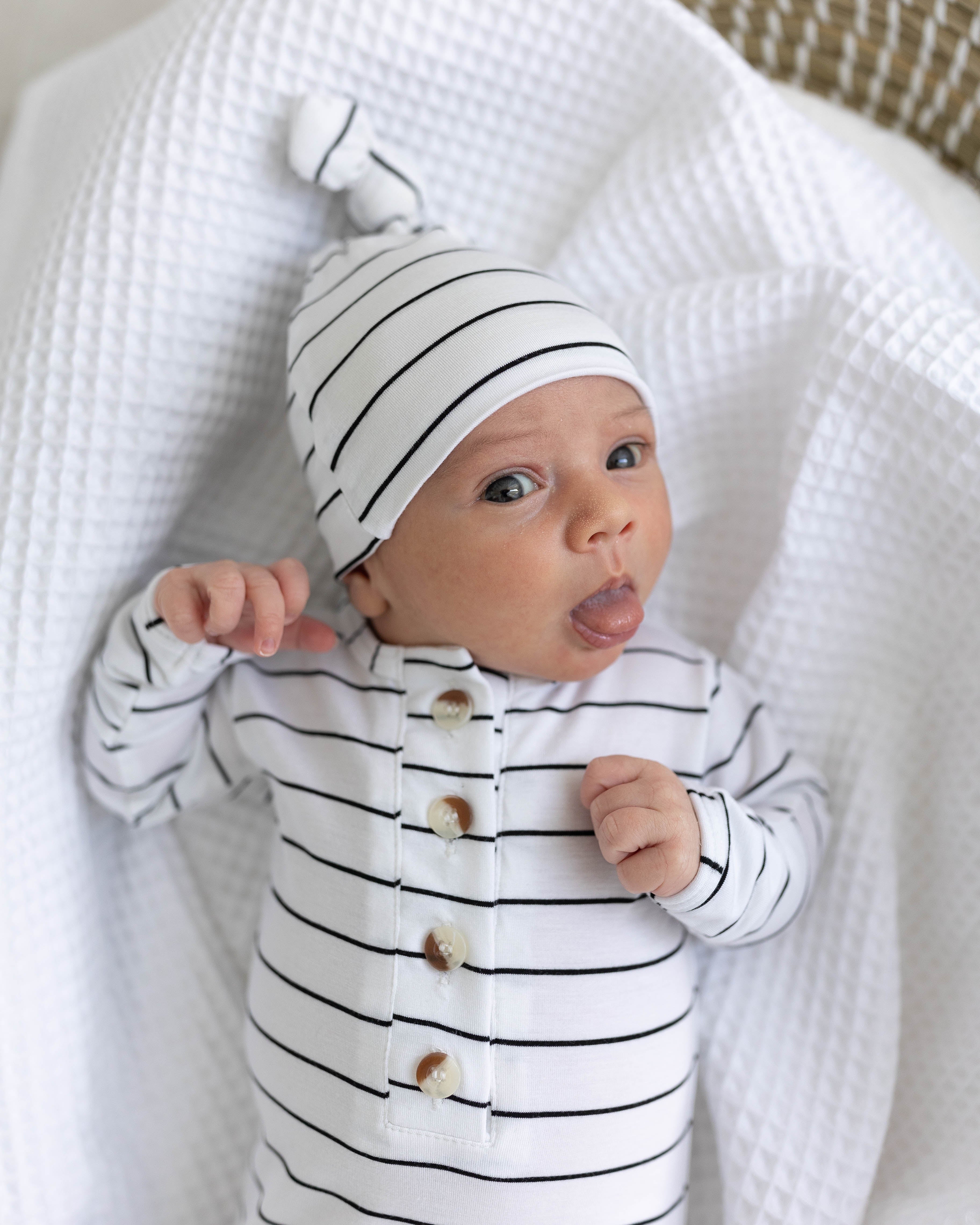 Riley Outfit and Hat Set | Black Stripes | Milk & Baby