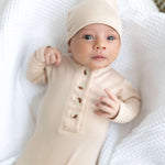 Emerson Knotted Baby Gown Set |Sand | Milk & Baby