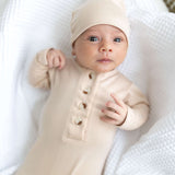 Emerson Knotted Baby Gown Set |Sand | Milk & Baby