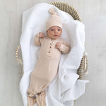 Emerson Knotted Baby Gown Set |Sand | Milk & Baby