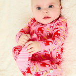 Soft & Stretchy Zipper Footie - Monkeying Around Pink | Milk & Baby