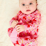 Soft & Stretchy Zipper Footie - Monkeying Around Pink | Milk & Baby