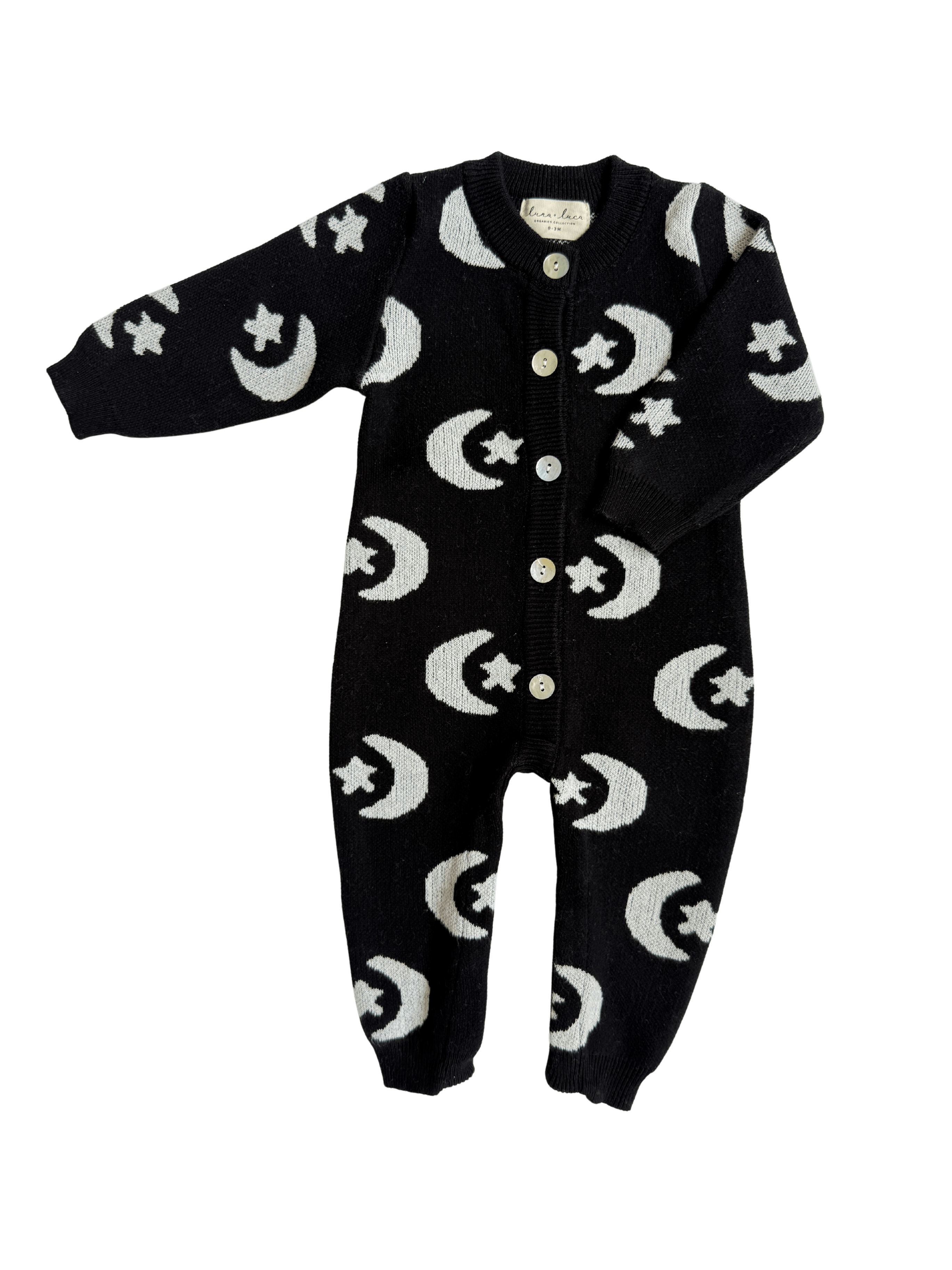 Midnight Sky Jacquard Jumpsuit | Dress your tiny astronaut in our Midnight Sky Jacquard Jumpsuit! Perfect for naps and playtime this Halloween Baby outfit is too cute to resist! | Milk & Baby