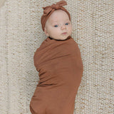 Rust Bamboo Swaddle Hat OR Head Wrap Set Milk & Baby