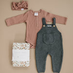 Dusty Rose Organic Snap Long Sleeve Ribbed Bodysuit | Milk & Baby