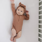 Dusty Rose Organic Snap Long Sleeve Ribbed Bodysuit | Milk & Baby