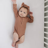 Dusty Rose Organic Snap Long Sleeve Ribbed Bodysuit | Milk & Baby