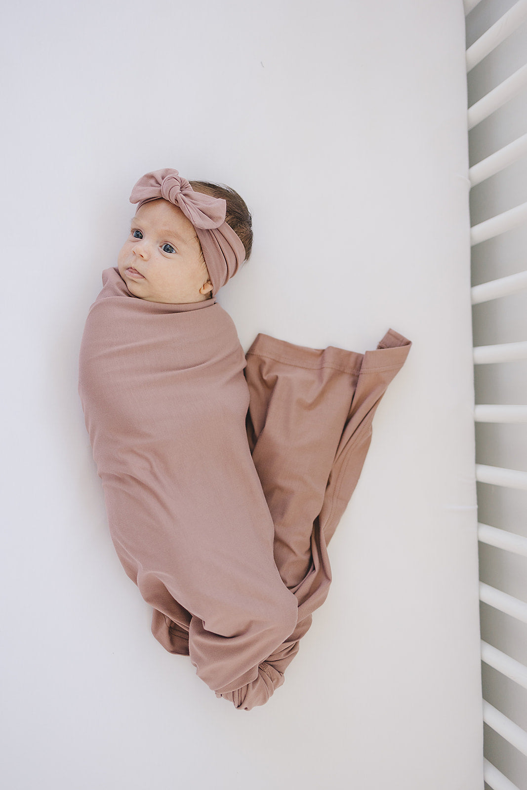 Dusty Rose Bamboo Swaddle & Head Wrap Set | Milk & Baby