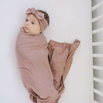 Dusty Rose Bamboo Swaddle Head Wrap Set Milk & Baby