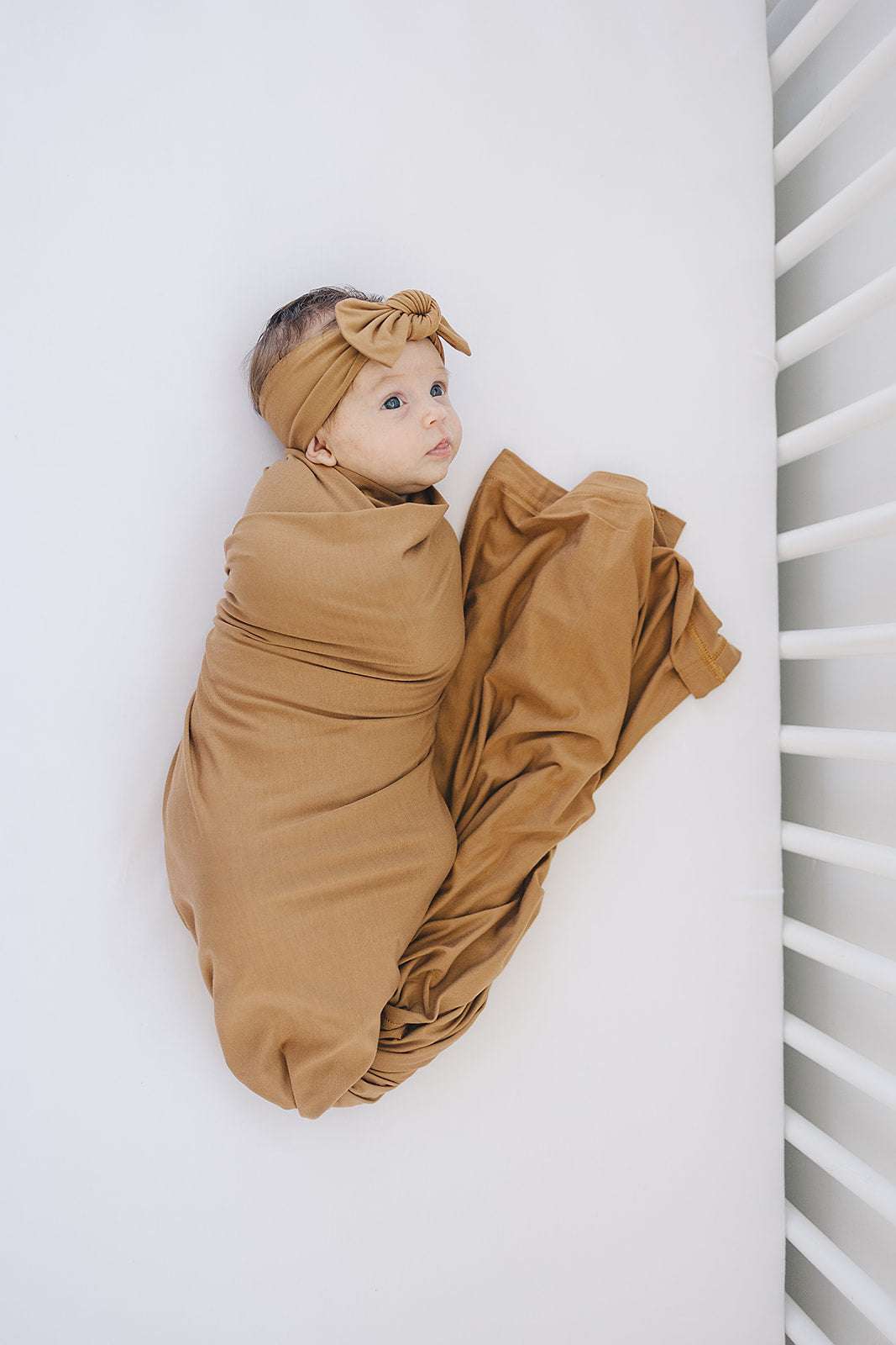 Mustard Bamboo Swaddle Hat OR Head Wrap Set Milk & Baby