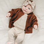 Oatmeal Organic Snap Long Sleeve Ribbed Bodysuit | Milk & Baby