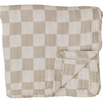 Taupe Checkered Muslin Quilt | Milk & Baby