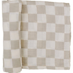 Taupe Checkered Muslin Swaddle Blanket | Milk & Baby