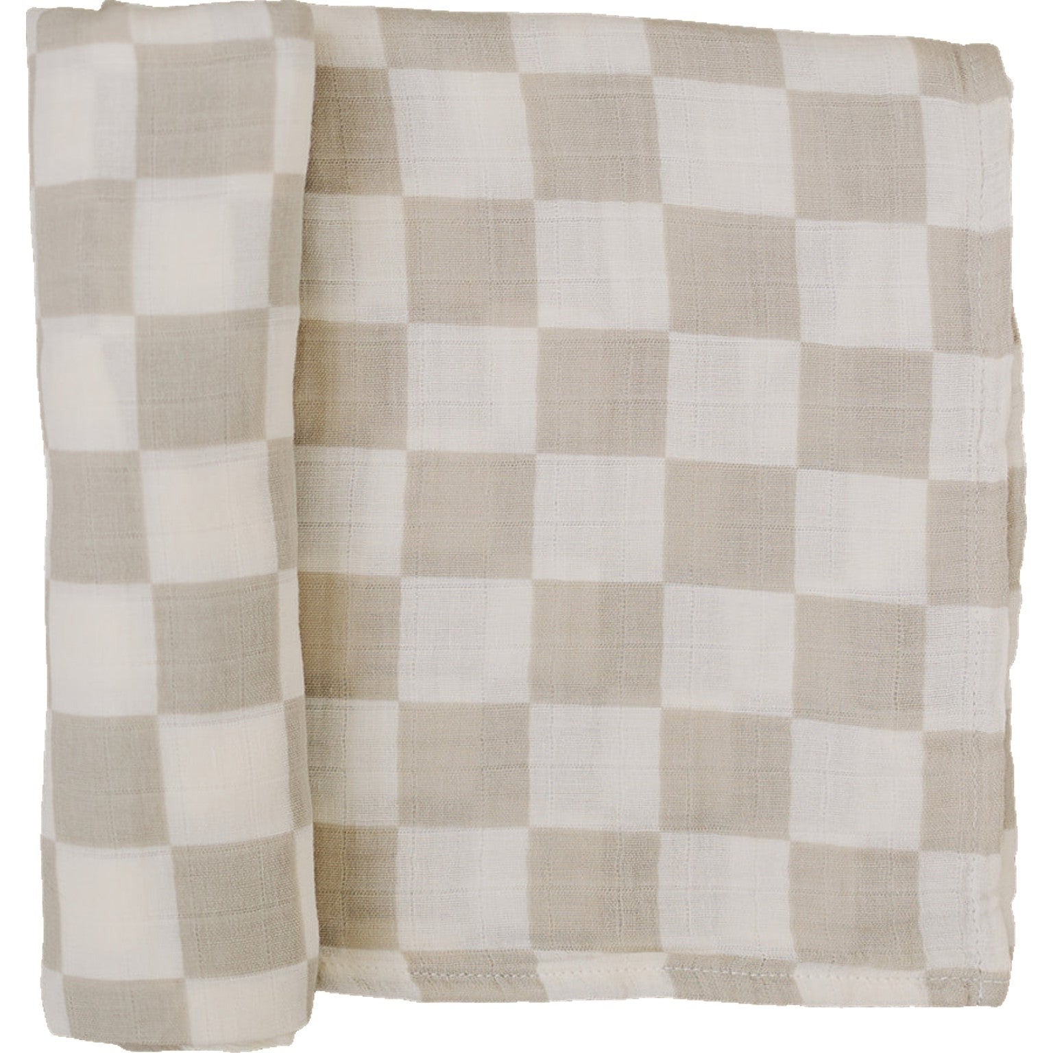 Taupe Checkered Muslin Swaddle Blanket | Milk & Baby