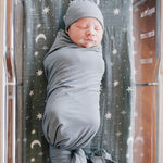 Dusty Blue Bamboo Hat or Head Wrap Set | Milk & Baby
