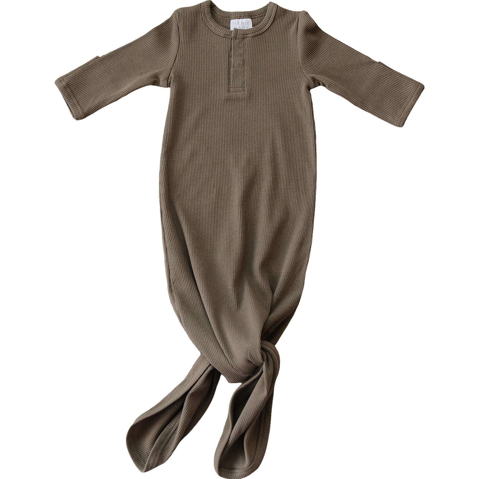 Cocoa Organic Cotton Ribbed Knot Gown | Milk & Baby