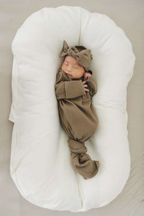 Cocoa Organic Cotton Ribbed Knot Gown | Milk & Baby