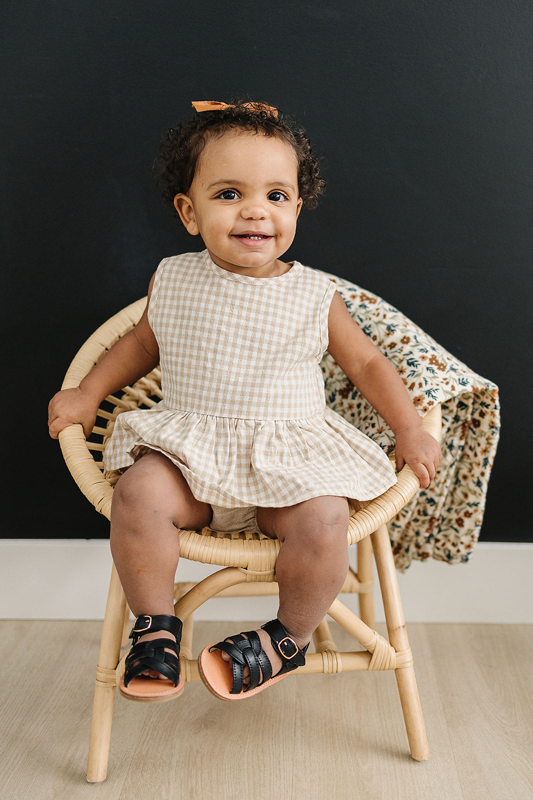 Oatmeal Gingham Peplum Set | Milk & Baby