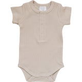 Oatmeal Organic Cotton Ribbed Snap Bodysuit | Milk & Baby