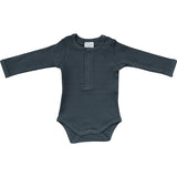 Charcoal Organic Snap Long Sleeve Ribbed Bodysuit | Milk & Baby