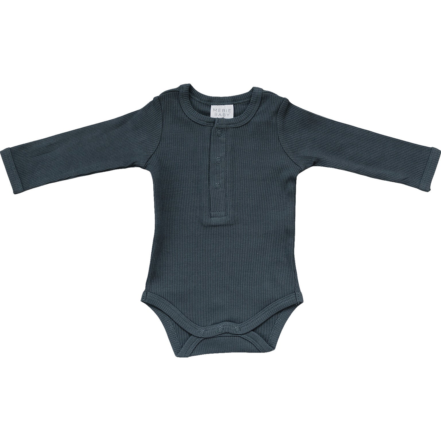 Charcoal Organic Snap Long Sleeve Ribbed Bodysuit | Milk & Baby