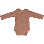 Dusty Rose Organic Snap Long Sleeve Ribbed Bodysuit | Milk & Baby