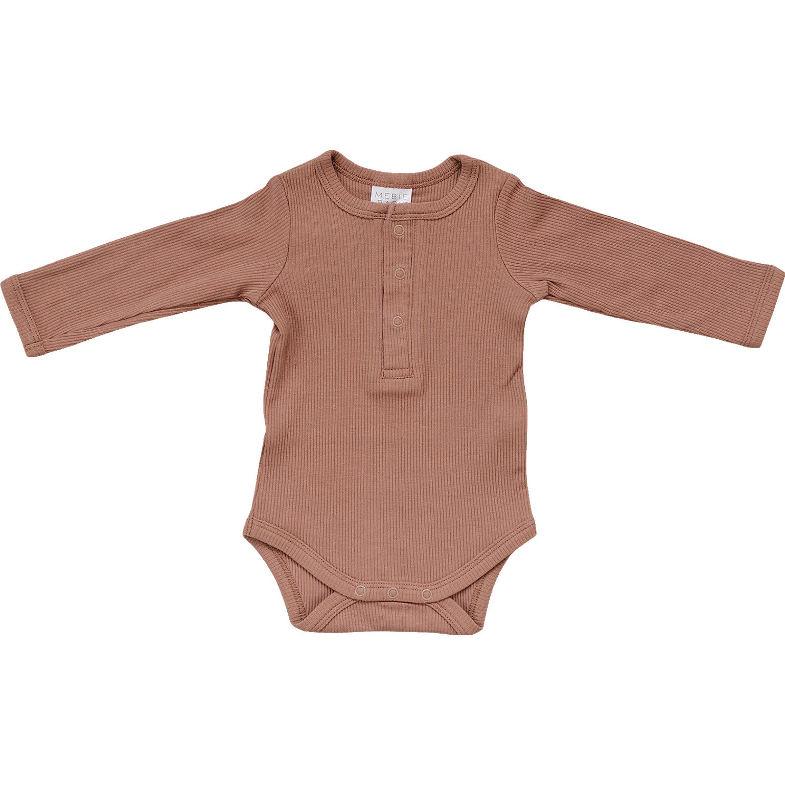Dusty Rose Organic Snap Long Sleeve Ribbed Bodysuit | Milk & Baby